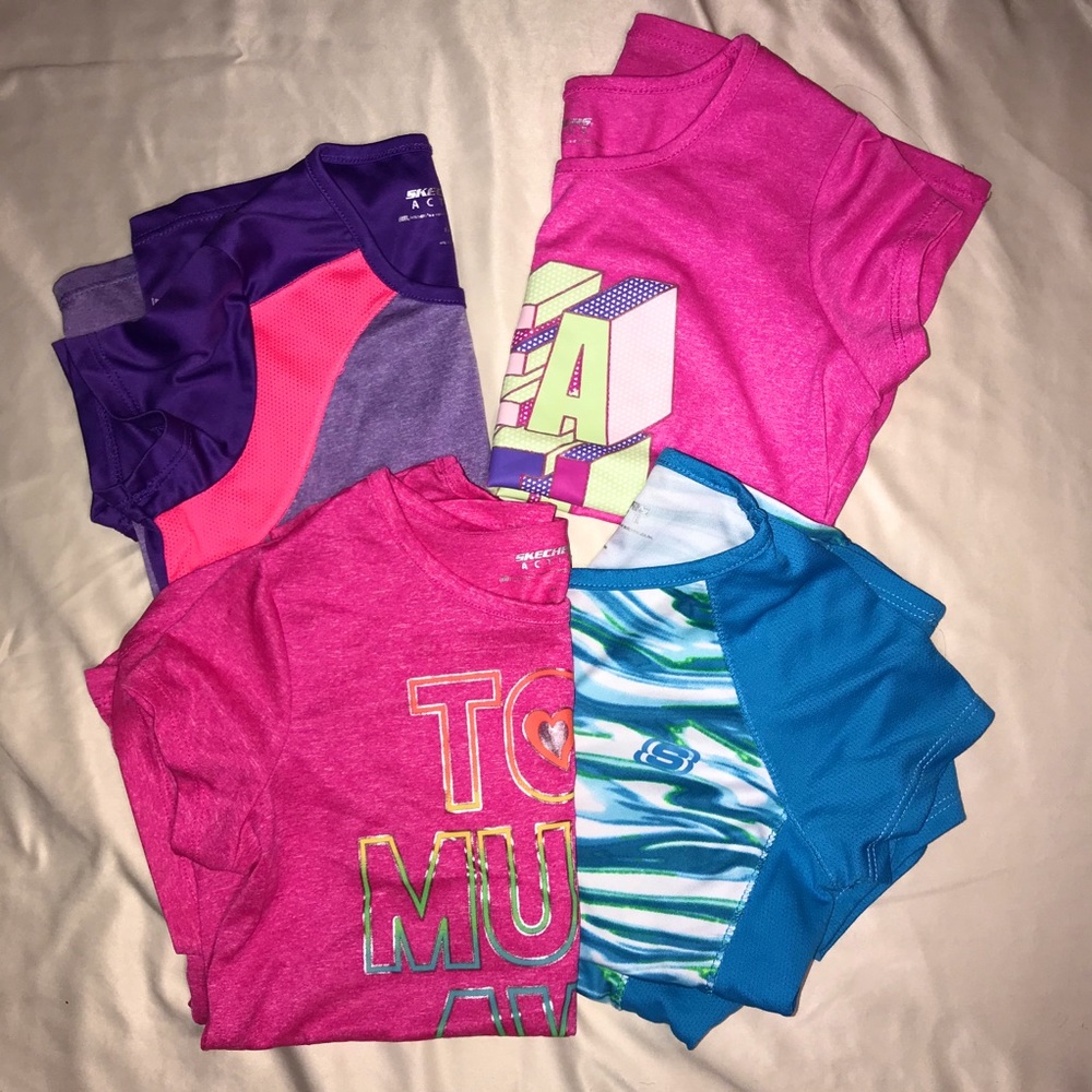 4 Sketchers active dryfit girls shirts, size 10-12